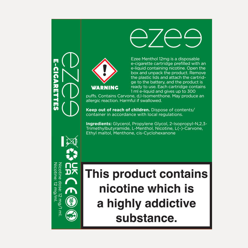 Mentolové cigalike cartridge (náplně) 12 mg/ml 3 ks