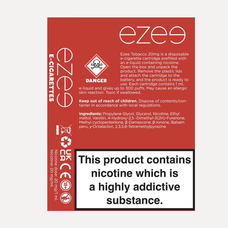 Tabákové cigalike cartridge (náplně) 20 mg/ml 3 ks