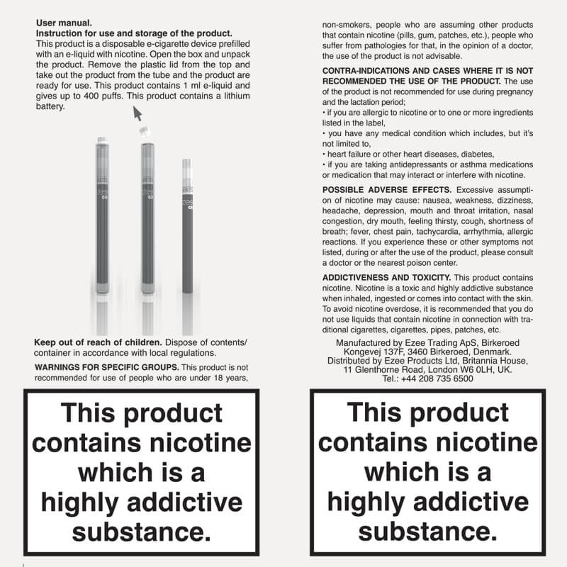 Ezee Go Jednorázová e-cigareta Menthol 12 mg/ml nikotinu 5 ks