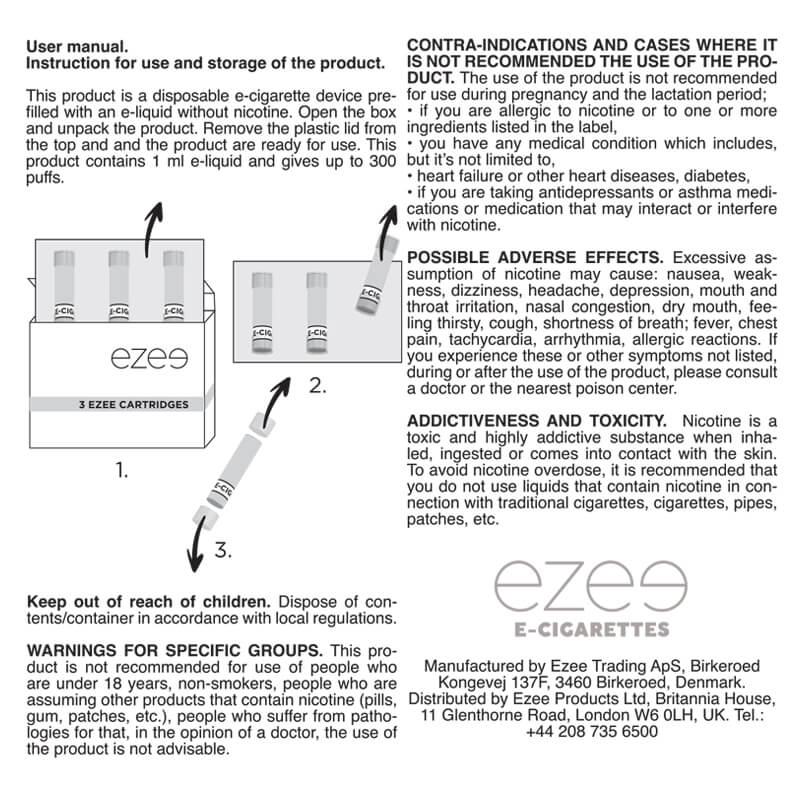 Tabákové cigalike cartridge (náplně) Bez nikotinu 3 ks